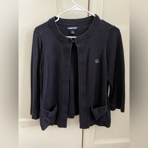 Chase Bank Lands End 3/4 Sleeve Cardigan NAVY